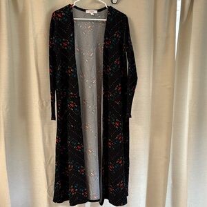 LuLaRoe Black Multicolor Long Sleeve Duster
